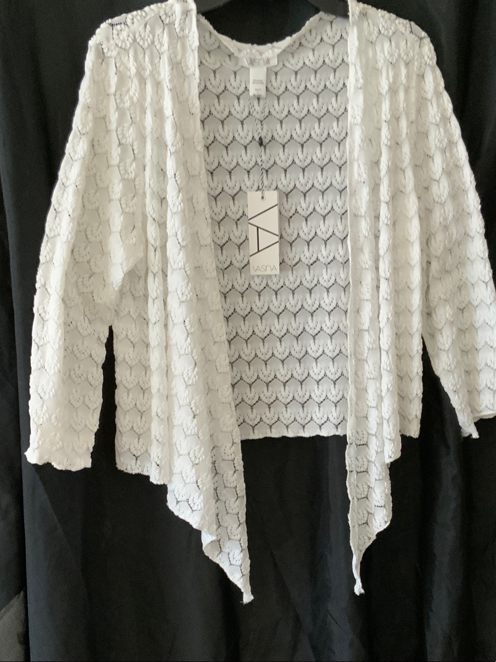 Lacy Open-Front White Cardigan Sweater - VASTA